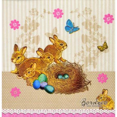 Serwetka decoupage firmy AMBIENTE wielkanocne gniazdko 33x33cm